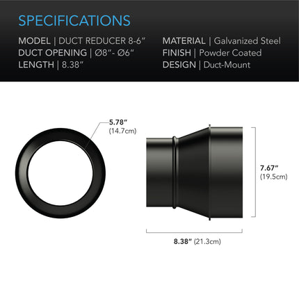 AC Infinity Duct Reducer Adapter 8" to 6", image 4