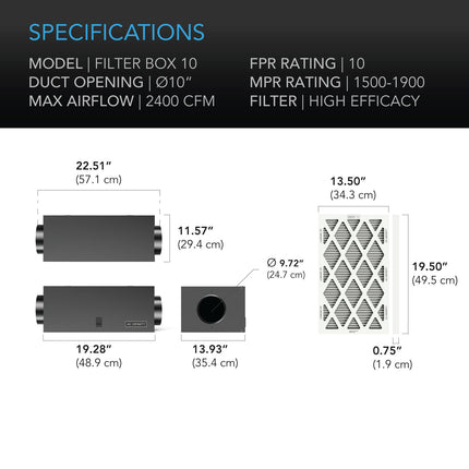 AC Infinity Duct Air Filter Box 10", image 5