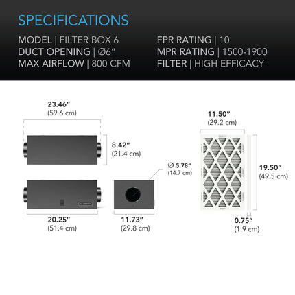 AC Infinity Duct Air Filter Box 6", image 5