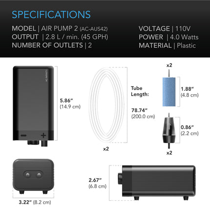 AC Infinity hydroponics air pump two-outlet kit, view 6