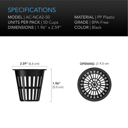 AC Infinity 2-inch mesh net cups, view 5