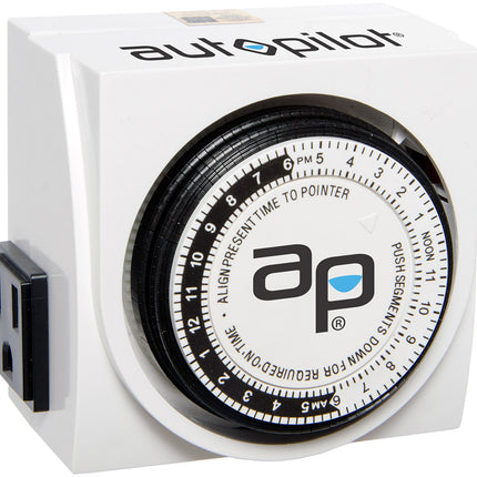 Autopilot Dual-Outlet Analog Grounded Timer 1725W 15A 15-Minute On/Off 24 Hour