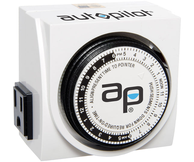 Autopilot Dual-Outlet Analog Grounded Timer 1725W 15A 15-Minute On/Off 24 Hour