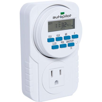Autopilot 7-Day Grounded Digital Programmable Timer 1725W 15A 1 Second On/Off 8 On/Off Cycles