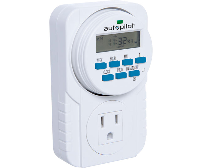 Autopilot 7-Day Grounded Digital Programmable Timer 1725W 15A 1 Second On/Off 8 On/Off Cycles
