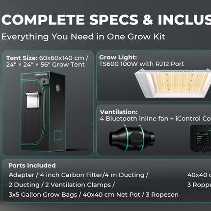 Mars Hydro TS-600 smart grow tent kit