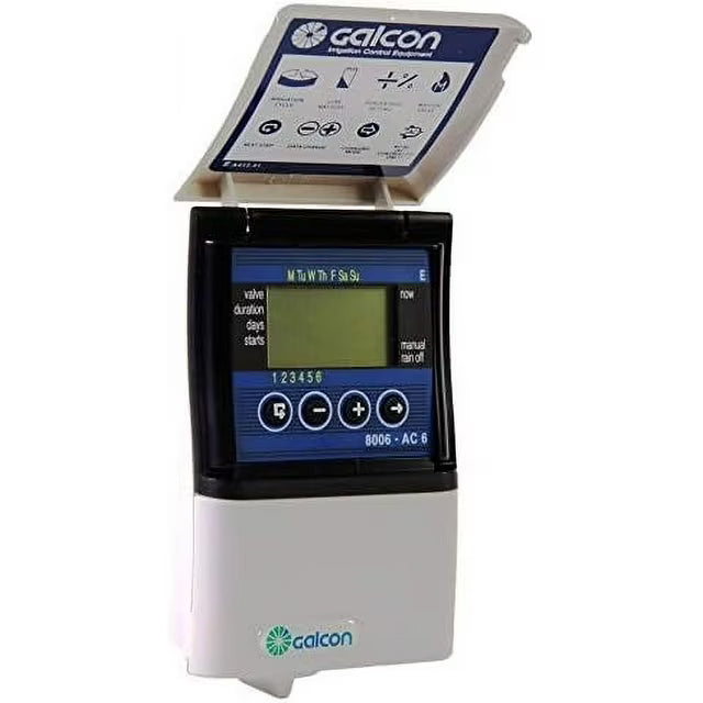Galcon 8006 AC-6 6 Station Zone Irrigation Controller Automatic Sprinkler System with Daily/Cyclic Programmable Timer, Indoor Plant Watering System Valve Box