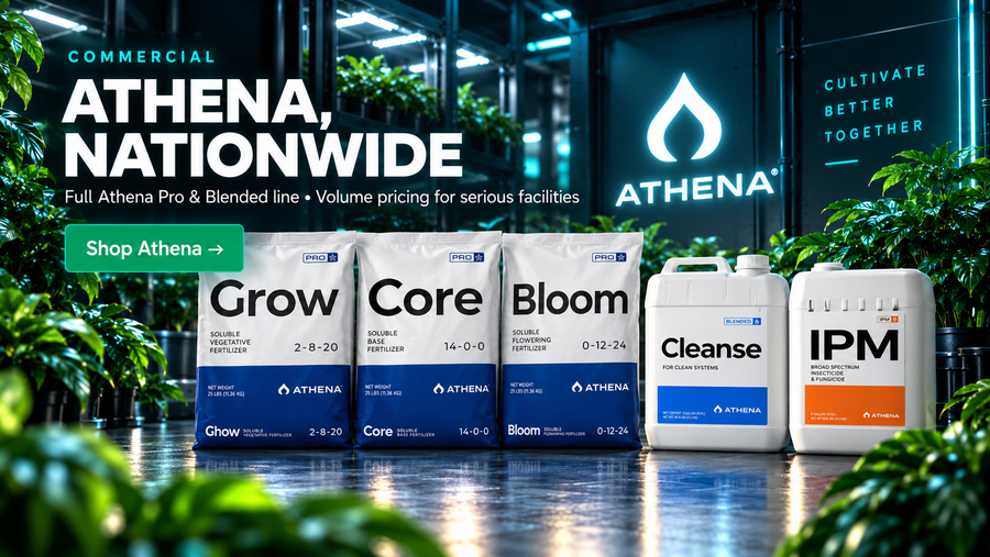 Athena, nationwide — the full Athena Pro and Blended line with volume pricing for facilities, from Matt's Hydroponics