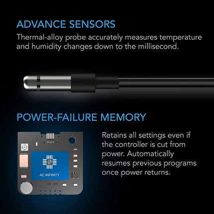 AC Infinity Controller 79 PRO, Independent Programs for Two Devices, Dynamic VPD, Temperature, Humidity, Scheduling, Data App, Bluetooth + WiFi, Wall Hang