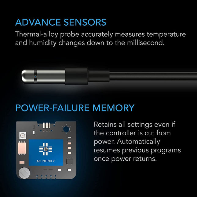 AC Infinity Controller 79 PRO, Independent Programs for Two Devices, Dynamic VPD, Temperature, Humidity, Scheduling, Data App, Bluetooth + WiFi, Wall Hang