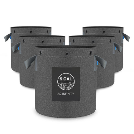 AC Infinity Heavy Duty Reusable Fabric Pots - 5 Gallon (5-PACK)