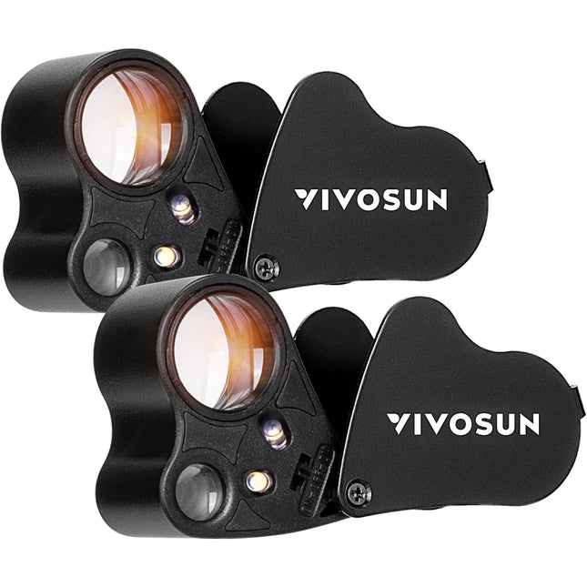 Vivosun 30X 60X jeweler's loupe with LED light, 2-pack