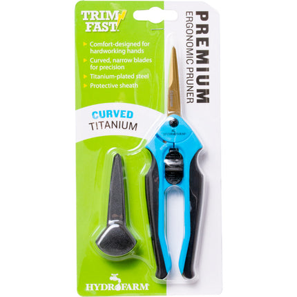 Trim Fast Premium Ergonomic Curved Titanium Blade Pruner - Blue