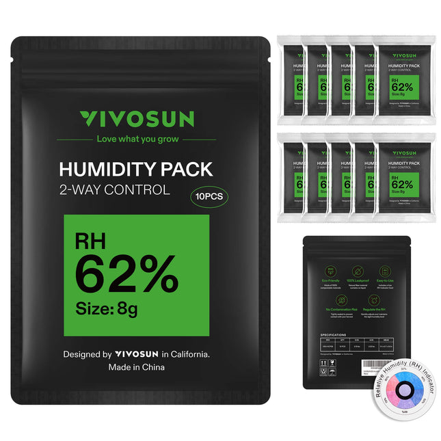 Vivosun 62% RH two-way humidity control packs, 8 g, 10-pack