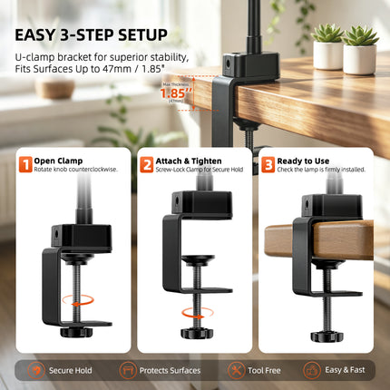 Spider Farmer clip-on grow light U-clamp