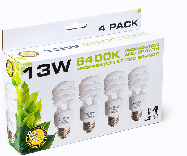 SunBlaster CFL 6400K, 13W - 4 Pack