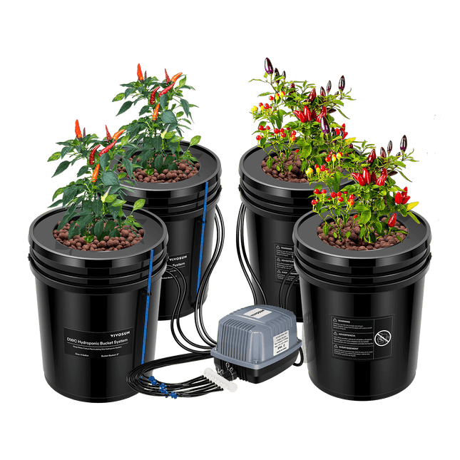 Vivosun 5 gallon DWC hydroponic system kit, 4 buckets