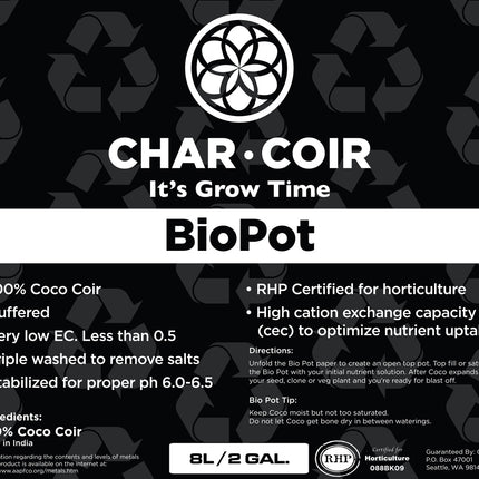 Char Coir BioPot - 8L (EACH)