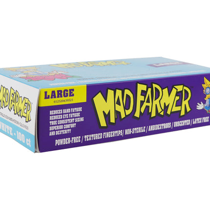 Mad Farmer White Nitrile Horticulture Gloves - Size L - Box of 100