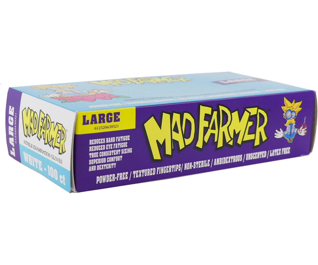Mad Farmer White Nitrile Horticulture Gloves - Size L - Box of 100