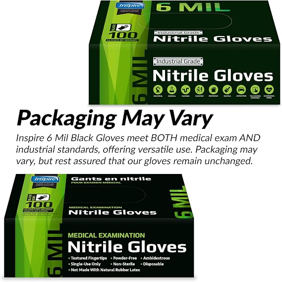 Inspire Nitrile 6MIL Gloves (Black) - Large