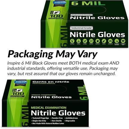 Inspire Nitrile 6MIL Gloves (Black) - Medium