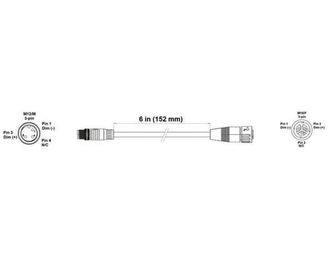 Fluence Dimming Adapter - M16 Push-Lock to M12 Threaded