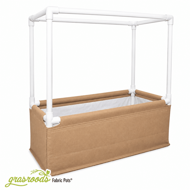 Grassroots Living Soil Bed with PVC trellis frame