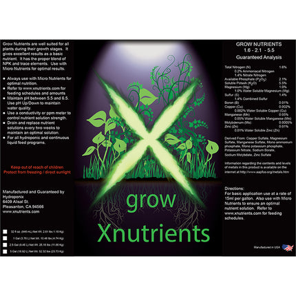 X Nutrients Grow Nutrients 1 Quart