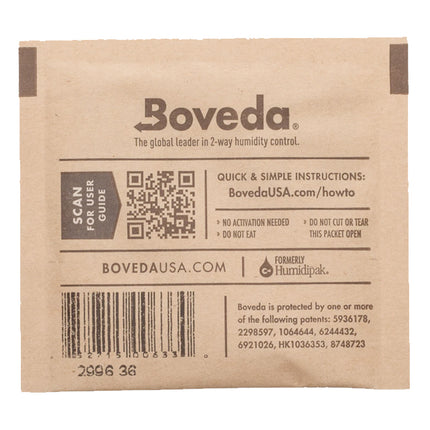Boveda 2-Way Humidity Control Pack 58% RH 8g Bulk Individually Wrapped (300pcs/Case)