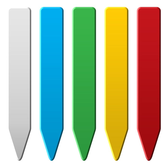 Grow1 Plant Stake Labels White, Blue, Green, Yellow, Red (1000 pieces)