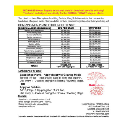 NPK RAW Microbes Bloom Stage 10lbs