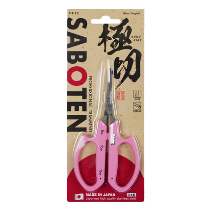 Saboten Stainless Steel Angled Blade Trimming Scissors Pink (PT-13)