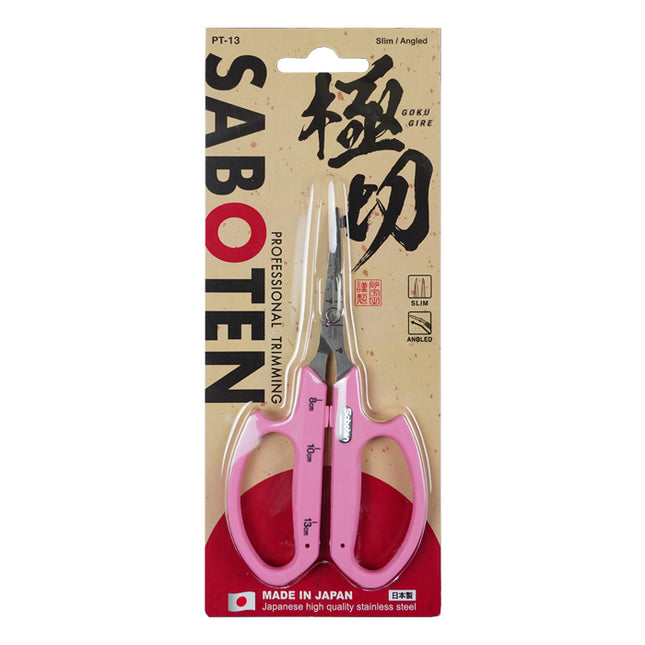 Saboten Stainless Steel Angled Blade Trimming Scissors Pink (PT-13)