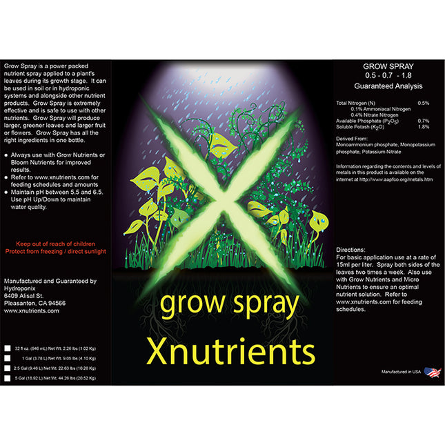 X Nutrients Grow Spray 1 Quart
