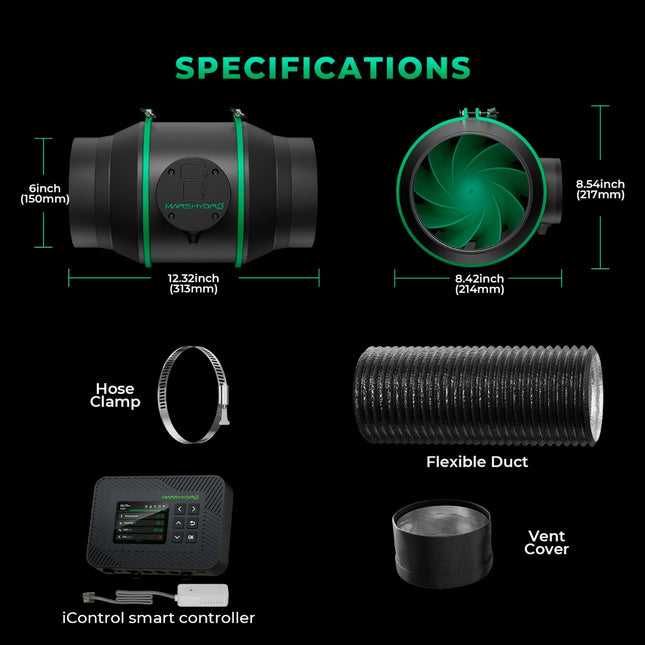 Mars Hydro iFresh 6-inch iControl kit package contents