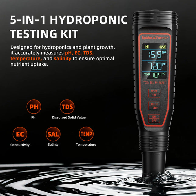 Spider Farmer 5-in-1 meter readings